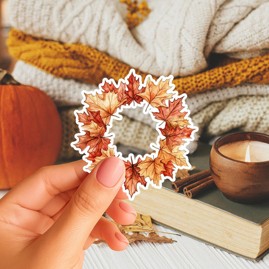 Autumn Leaf Wreath Fridge Magnet