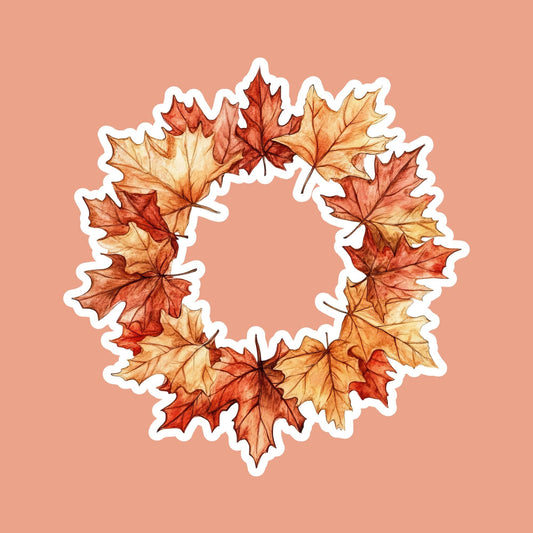 Autumn Leaf Wreath Fridge Magnet