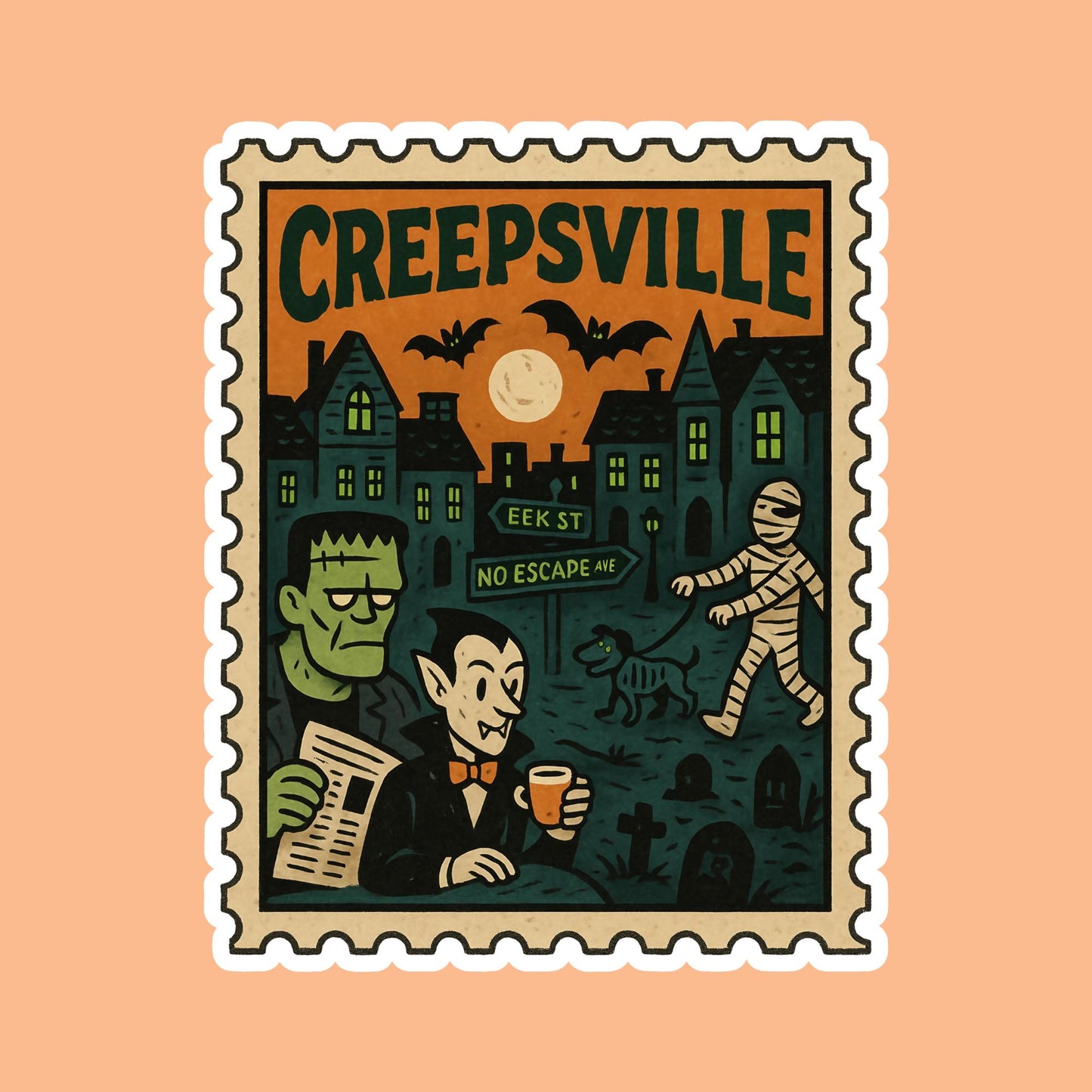 Monsters Postage Stamp Magnet
