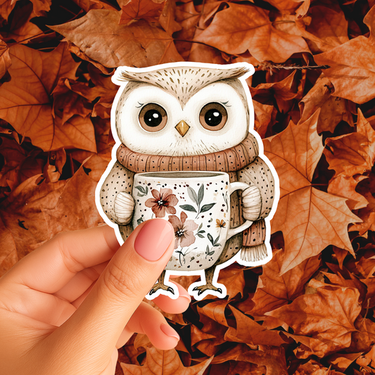 Coffee Cup Owl Magnet