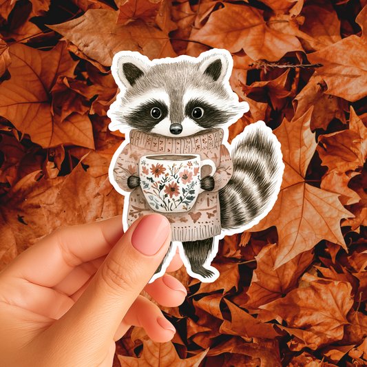 Racoon Coffee Cup Magnet