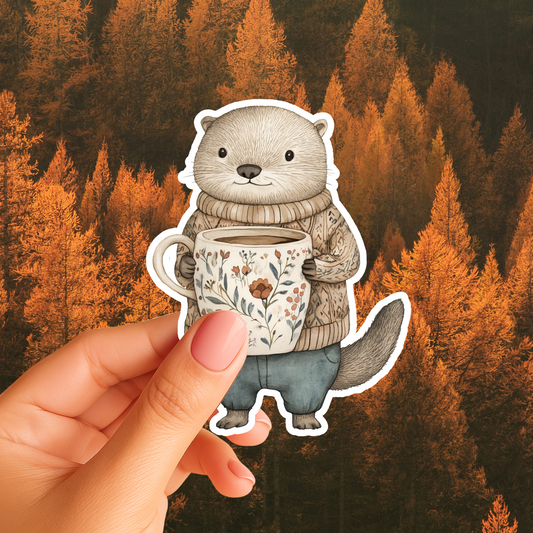 Otter Coffee Cup Magnet