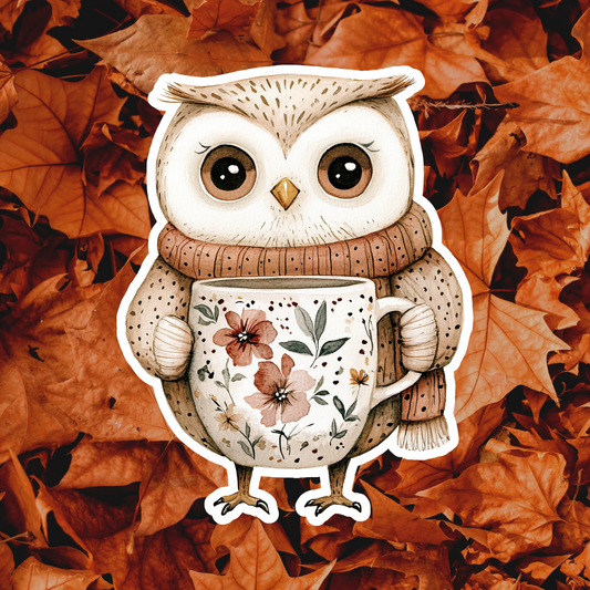 Coffee Cup Owl Magnet