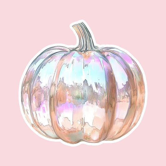 Pink and White Pumpkin Fridge Magnet